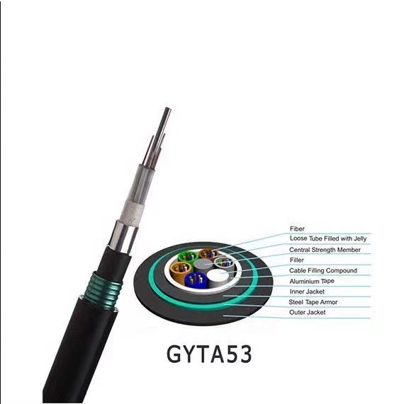 โรงงานขายตรงของสายเคเบิลใยแก้วนำแสงโหมดเดียว GYTA53 4-288 แกนสายเคเบิลใยแก้วนำแสงหุ้มเกราะกลางแจ้งโดยตรง