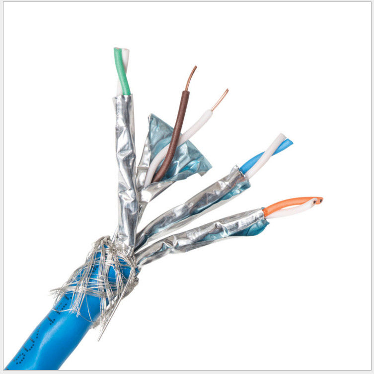 Al Foil 0.58 มม. ตัวนำฉนวน HDPE PVC สายเคเบิล SFTP Cat6a, สาย Ethernet Cat6a