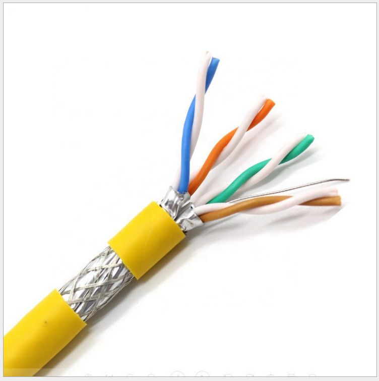 Al Foil 0.58 มม. ตัวนำฉนวน HDPE PVC สายเคเบิล SFTP Cat6a, สาย Ethernet Cat6a