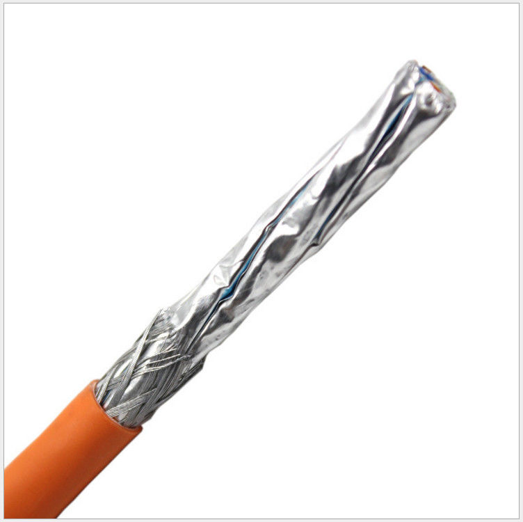 Al Foil 0.58 มม. ตัวนำฉนวน HDPE PVC สายเคเบิล SFTP Cat6a, สาย Ethernet Cat6a