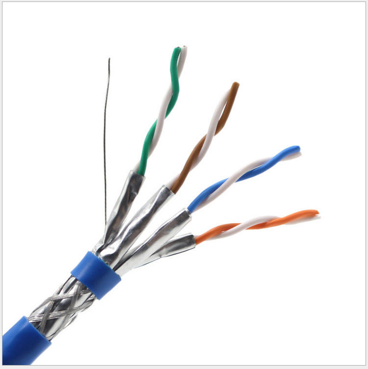 305 ม. ป้องกัน 23awg 0.58 มม. สาย LAN CAT7 ทองแดงเปลือย, สายเคเบิลเครือข่าย Cat 7