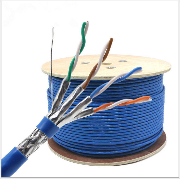 305 ม. ป้องกัน 23awg 0.58 มม. สาย LAN CAT7 ทองแดงเปลือย, สายเคเบิลเครือข่าย Cat 7