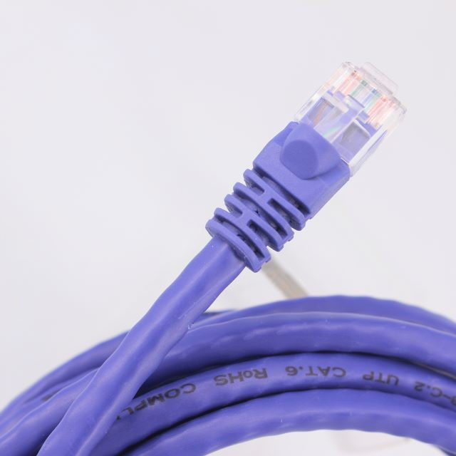 สายเคเบิลอีเธอร์เน็ต Cat6 สีม่วง 50 ม. ทองแดงทำจาก RJ45 8P8C
