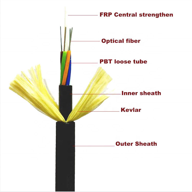 Outdoor 4 12 24 48 96144 Core ADSS สายเคเบิลใยแก้วนำแสงแบบหลวม