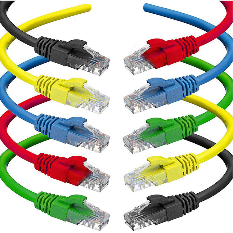 ขั้วต่อ RJ45 แจ็คเก็ต PVC UTP FTP สายแพทช์ Cat5e ในร่ม, สายเคเบิลอีเธอร์เน็ต Cat5e 10 ม