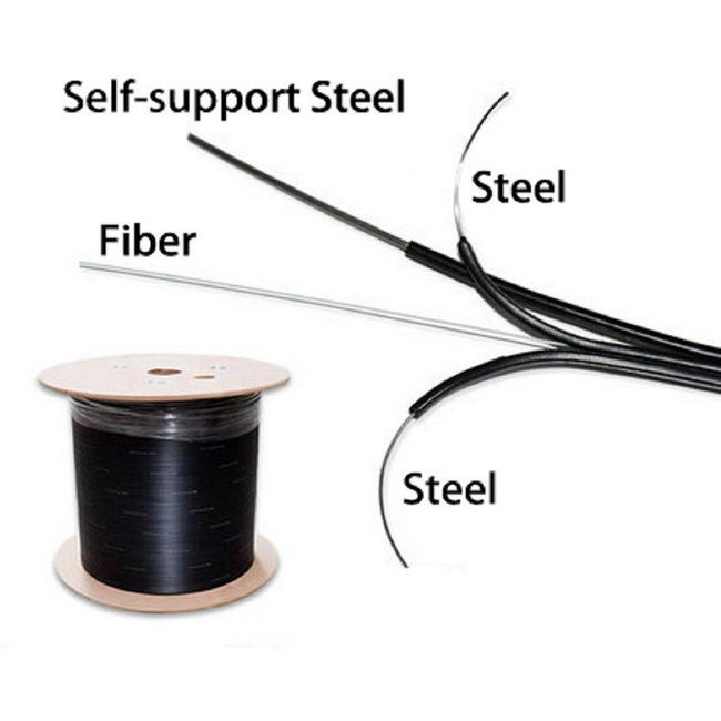 สายเคเบิลวางสายไฟเบอร์ออปติกแบบรองรับตัวเอง 2 แกน FTTH GJYXCH