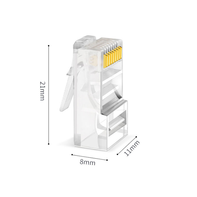 อีเธอร์เน็ต Cat5 Cat6 8P8C ตัวเชื่อมต่อ RJ45 ชาย UTP Unshielded Toolless Crystal Head Modular Plug