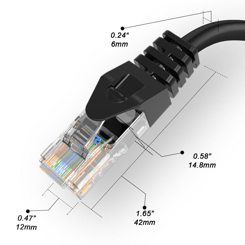 ทองแดงบริสุทธิ์ 1 กิกะบิต RJ45 เครือข่าย Lan Patch Cord 8 ตัวนำ